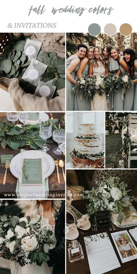 Detail Shots Wedding, Green Fall Weddings, September Wedding Colors, Sage Wedding Colors, Bride Getting Ready Photos, Green Gold Weddings, Wedding Theme Color Schemes, Fall Wedding Color Schemes, Wedding Color Pallet