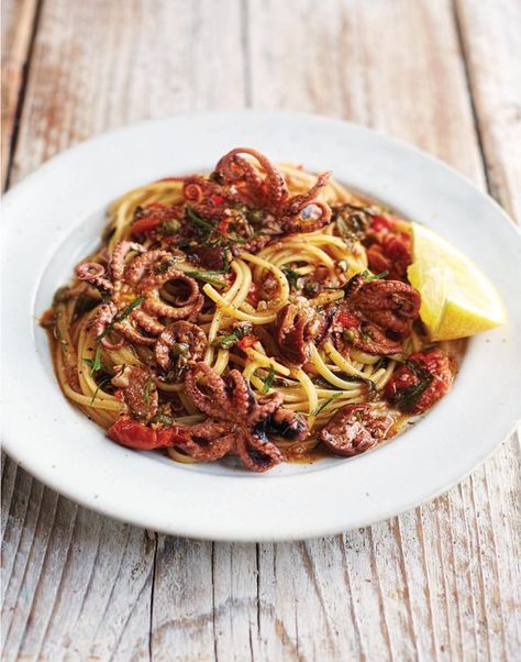 Octopus-Linguine--(1) Gennaro Contaldo, Seafood Pasta Dishes, Octopus Recipes, Squid Recipes, Linguine Recipes, Octopus Squid, Seafood Pasta, Calamari, Italian Pasta