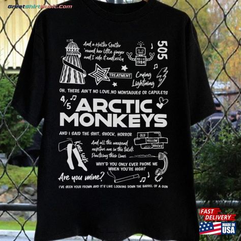 Arctic Monkeys Doodle Band T-Shirt Lyric Sweatshirt Merch Check more at https://greatshirtmusic.com/product/arctic-monkeys-doodle-band-t-shirt-lyric-sweatshirt-merch/ Lyric Sweatshirt, Arctic Monkeys Merch, Arctic Monkeys, Monkeys, Family Gifts, Family Shirts, Gifts Ideas, Boyfriend Gifts, Unisex Hoodies