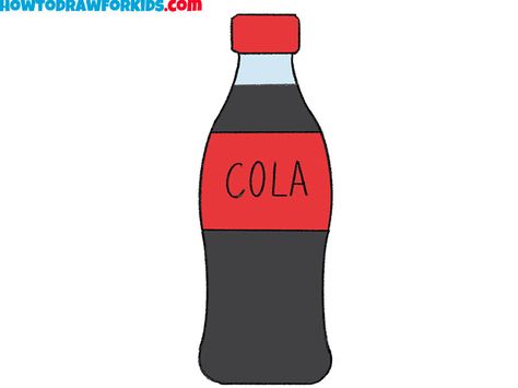 How to Draw a Bottle of Soda - Easy Drawing Tutorial For Kids Cute Soda Drawing, Coke Drawings Easy, Drinks Drawing Easy, Coke Drawings, Cola Bottle Drawing, Drink Drawing Easy, Pepsi Drawing, Bottle Drawing Easy, Coca Cola Drawing