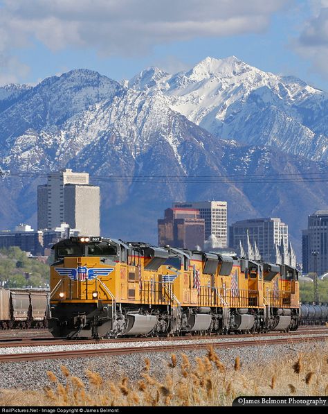 Union Pacific, Salt Lake City, Utah When I was little, my family took the train to SLC....it was so exciting, and we got to hear the boy's choir at the Temple! Union Pacific Train, Train Posters, Scenic Railroads, Railroad Pictures, Union Pacific Railroad, Lake Photography, Railroad Photography, Railroad Photos, Lionel Trains