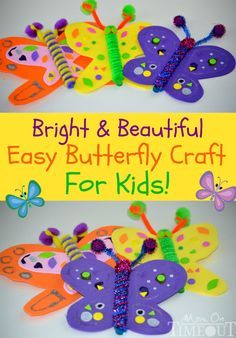 Easy butterfly craft for kids! | MomOnTimeout.com Easy Butterfly Craft, Butterfly Crafts For Kids, Butterfly Craft For Kids, Easy Butterfly, Butterfly Craft, Simple Butterfly, Paper Plate Crafts, Plate Crafts, Butterfly Crafts