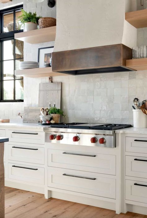 See this stunningly beautiful lakeside summer escape on Upper Gull Lake White Kitchen Zellige Backsplash, Kitchen Backsplash Ideas Organic Modern, Lake House Kitchen Backsplash, Pantry Backsplash Ideas, Kitchen Backsplash Ideas 2023, 2023 Backsplash Trends, 2023 Backsplash, Kitchen Design Backsplash, Zellige Tile Backsplash