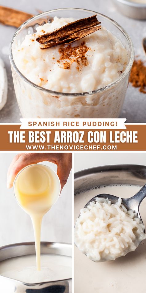 Classic Arroz Con Leche is an indulgently creamy homemade dessert that comes together on the stovetop with ease! Serve this sweet, tres-leches-style treat warm or cold, lightly dusted with ground cinnamon. Easy Evaporated Milk Recipes, Spanish Rice Pudding, Columbian Food, Pudding Homemade, Atole Recipe, Everyday Snacks, Bolivian Food, The Novice Chef, Flan Dessert