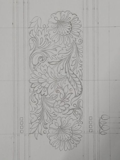 Saree Border Painting, Saree Butta Design Sketch, Border Khaka Designs, Saree Border Drawing, Hand Embroidery Saree Border Designs, Saree Border Designs Embroidery, Saree Border Designs Drawing, Saree Border Embroidery Design, Paisley Border Design