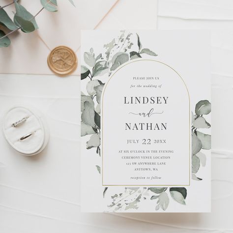 Gold Arch Wedding, Arch Wedding Invitation, Dusty Sage Green, Natural Bohemian, Eucalyptus Wedding Invitation, Garden Modern, Rustic Boho Wedding, Budget Wedding Invitations, Spring Wedding Invitations