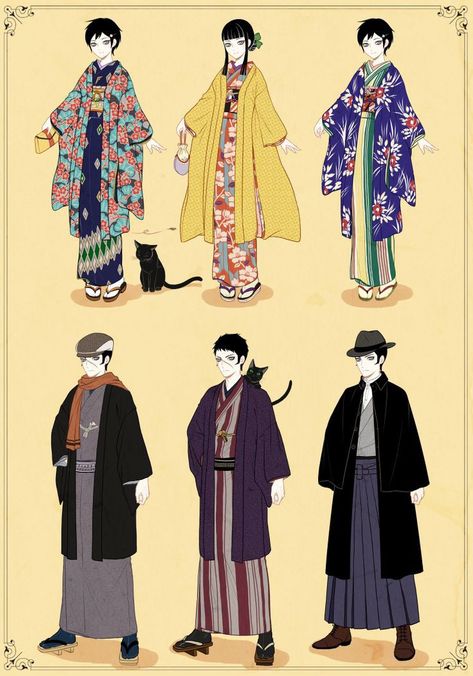 Traditional Japanese Fashion, Traditional Japanese Clothing, Japanese Traditional Clothing, Taisho Era, Japanese Clothes, Japanese Clothing, Kimono Pattern, Illustration Fashion Design, Anime Dress