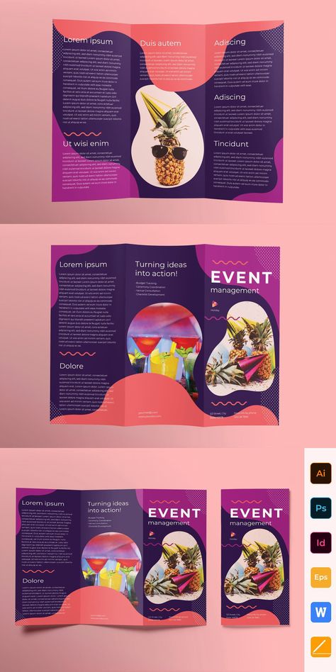 Event Brochure, Indesign Layout, Mises En Page Design Graphique, Brochure Design Creative, Brochure Design Layout, Brochure Inspiration, Workbook Design, Corporate Brochure Design, Trifold Brochure Design