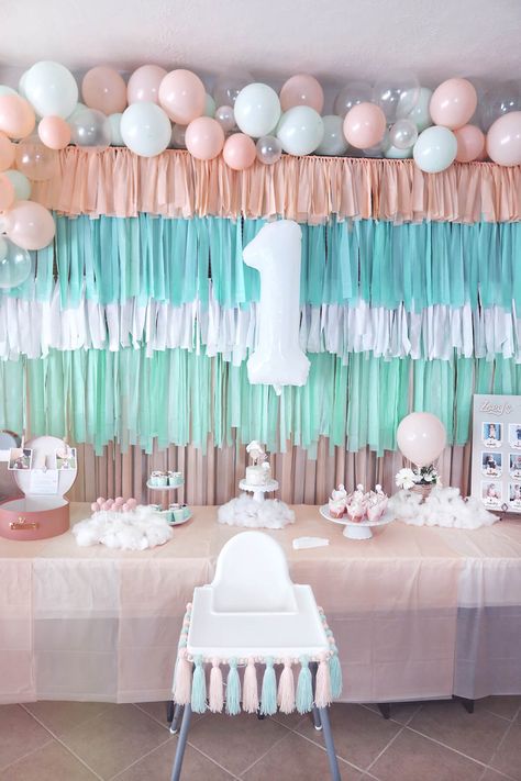 1st Birthday Cloud Theme, On Cloud One Birthday, Clouds Birthday Theme, Cloud 9 Birthday Backdrop, Cloud Birthday Party, Clouds And Rainbows Birthday Parties, Cloud Birthday, Hot Air Balloon Invitation, Hot Air Balloon Centerpieces