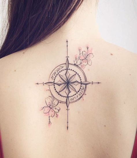 True North Tattoo, Mandala Compass Tattoo, Feminine Compass Tattoo, Tatoo Dog, Phoenix Tattoo Feminine, Compass Rose Tattoo, Abstract Tattoo Designs, Birthday Tattoo, Compass Tattoo Design