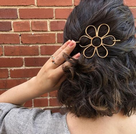 Hair Twist Bun, Brass Hair Pin, Flower Bun, Bun Pins, Bun Holder, Silver Hair Pin, Slider Buns, Twist Bun, Hair Slide