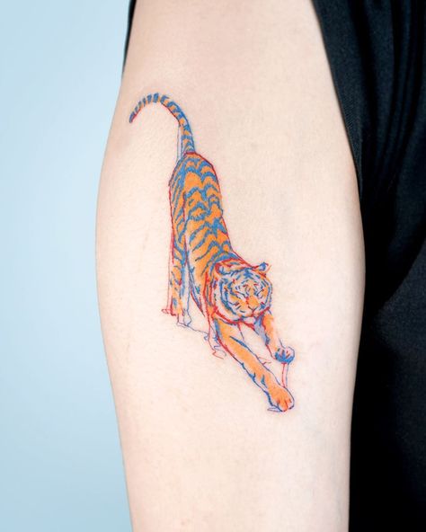 Cute Tiger Tattoo, Korean Tattoos, Sick Tattoo, Cute Tiger, Delicate Tattoo, Celtic Tattoos, Tiger Tattoo, Celebrity Tattoos, A Tiger