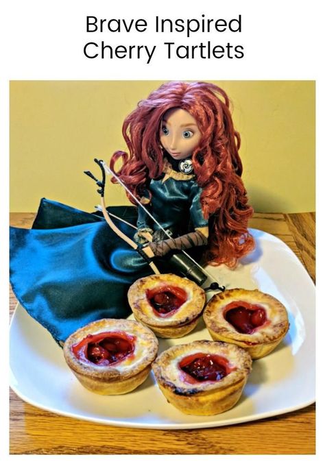 Brave Inspired Magical Cherry Tartlets #PixarFest - Christy's Cozy Corners #Disney #brave #merida #dessert #recipe Brave Recipes, Cherry Tartlets, Disney Bounding Outfits, Bounding Outfits, Movie Dinner, Brave Party, Mini Pie Crust, Brave Movie, Braves Party