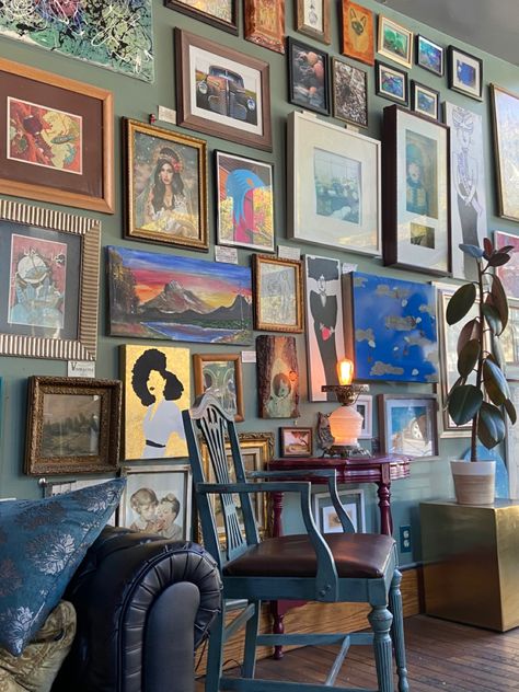 Maximalist Lifestyle, Wall Galleries, Cozy Art, The Artist's Way, Picture Gallery Wall, Art Walls, Cozy Nooks, Maximalist Decor, Gallery Walls