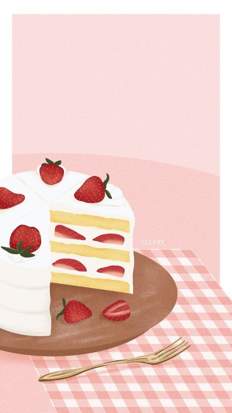 Pink Valentine Wallpaper, Wallpaper Cute Aesthetic, Phone Wallpaper Cute, Cute Food Wallpaper, Cake Wallpaper, Friends Sketch, Cake Branding, Collage Des Photos, Aesthetic Illustration