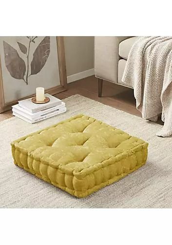 Intelligent Design Azza Poly Chenille Square Floor Pillow Cushion | belk Square Floor Pillows, Large Floor Pillows, Meditation Pillow, Yellow Cushions, Large Cushions, Intelligent Design, Chenille Fabric, Chair Pads, Floor Cushions