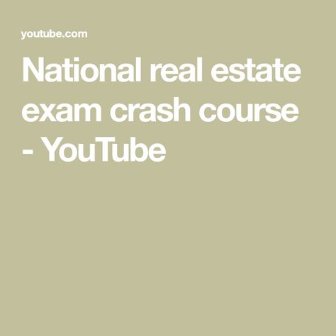 National real estate exam crash course - YouTube Real Estate Test, Real Estate Exam, Real Estate Career, Crash Course, Real Estate