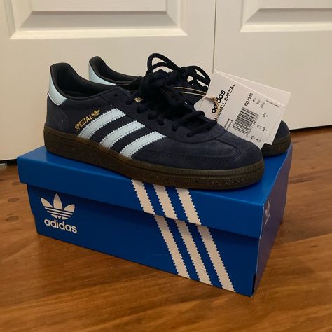 Adidas Spezial Navy Gum, Bought From Stock X And Didn’t Fit Me, Size 5 In Men’s. Nwt Adidas Spezial Navy, Nmd Adidas Women, Neon Running Shoes, Adidas Advantage, Workout Sneakers, Adidas Retro, Adidas Grand Court, Cleats Shoes, Pink Running Shoes