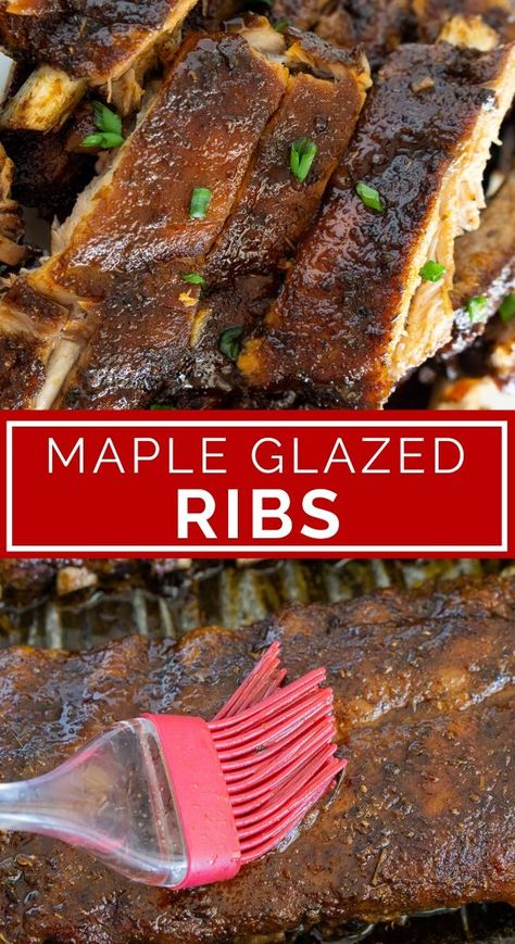 Pork Back Ribs Oven, Recipes Using Maple Syrup, Easy Rib Recipes, Tasty Oven, Back Ribs In Oven, Ribs Recipe Oven, Baked Pork Ribs, Ribs In The Oven, Easy Ribs