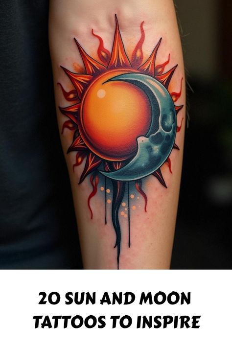 20 Sun and Moon Tattoos to Inspire Sun And Moon Shoulder Tattoos For Women, Tattoos Celestial, Tattoo Sol E Lua, Sun And Moon Tattoos, Traditional Tattoo Inspiration, Unique Tattoo Ideas, Moon Tattoos, Intricate Art, Sun Tattoos