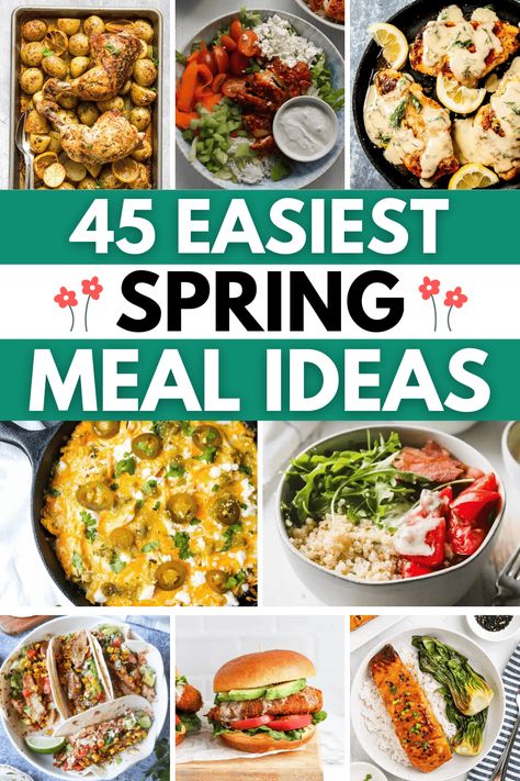 Easy spring meal ideas! These quick easy spring meals are easy dinner ideas for spring, easy spring meals dinners, healthy easy spring meals, easy spring meals families budget, easy spring dinner recipes weeknight meals, easy spring dinner recipes healthy, easy spring dinner party menu ideas, spring meals healthy easy recipes, easy spring lunch ideas, refreshing spring recipes dinner, spring meal ideas dinners, easy weeknight dinners healthy simple, easy summer dinner recipes for family. Spring Dinner Party Menu Ideas, Spring Lunch Ideas, Easy Spring Dinner Recipes, Easy Spring Meals, Spring Meals Healthy, Spring Meal Ideas, Spring Dinner Recipes, Spring Dinners, Dinner Spring