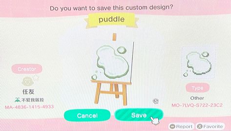 Puddle Custom Design Acnh, Puddle Design Acnh, Acnh Water Puddle Design, Acnh Puddle Design Code, Animal Crossing Puddle Design, Pond Code Acnh, Animal Crossing Puddle Code, Puddle Code Acnh, Puddle Acnh Code