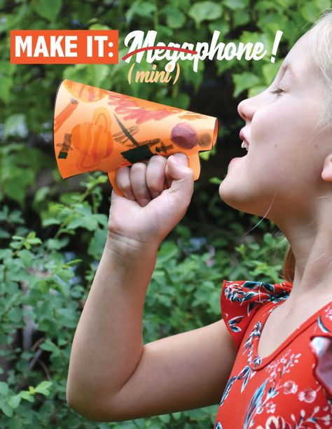 How To Make A Megaphone Out Of Paper, Diy Cheer Megaphone, Paper Megaphone Craft, Cheer Camp Crafts For Kids, Megaphone Craft Template Free Printable, Homecoming Crafts For Kids, Cheer Camp Decorations, Megaphone Template Free Printable, Cheer Camp Activities