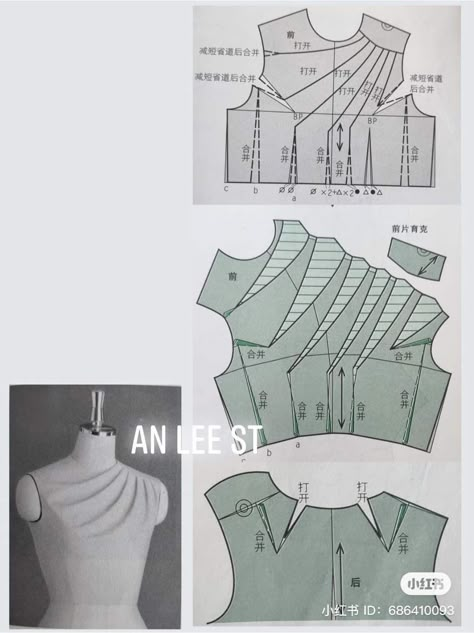 Blouse Draping Pattern, Drapery Dress Pattern, Pola Blus, Projek Menjahit, Pattern Magic, Clothing Pattern Design, Dress Patterns Diy, Easy Dress Sewing Patterns, Bodice Pattern