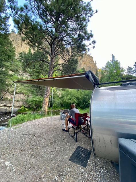 ROAM Adventure Co. 6.5' Awning- An awning that can attach to your teardrop camper- Suggested Gear — Wander Tears Camper Awning, Teardrop Campers, Yeti Tundra, Camper Awnings, Spare Tire Mount, Pelican Case, Camping Inspiration, Tool Roll, Teardrop Camper