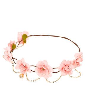 Pink Flower Garland, Gold Flower Crown, Pink Garland, Flower Garland Hair, Hair Accessories Pink, Gold Garland, Hair Accessories Gold, Pink Flower Hair, Floral Hair Accessories