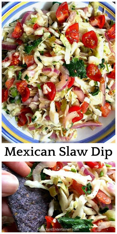 Mexican Cabbage Salsa, Mexican Coleslaw, Cabbage Salsa, Mexican Slaw, Mexican Feast, Vegan Coleslaw, Mexican Appetizers, Slaw Recipes, Coleslaw Recipe