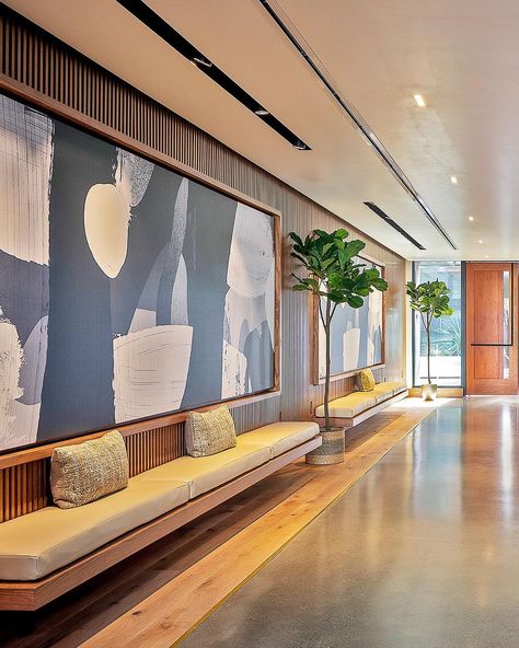 Scandinavian Lobby Interior Design, Open Lobby Design, Lounge Hotel Lobby, Open Lounge Design, Lobby Minimalist Design, Small Entrance Lobby Design, Office Lobby Interior Design Entrance, Fun Lobby Design, Office Building Lobby Design