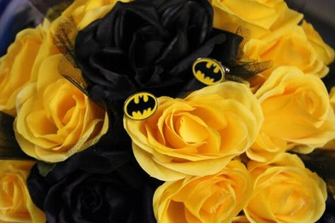 Batman bouquet and cufflinks Batman Ribbon Bouquet, Batman Flower Bouquet, Batman Flowers, Batman Bouquet, Batman Gift Ideas, Satin Ribbon Bouquet, Lightning Mcqueen Crocs, Gum Mint, Batman And Spiderman