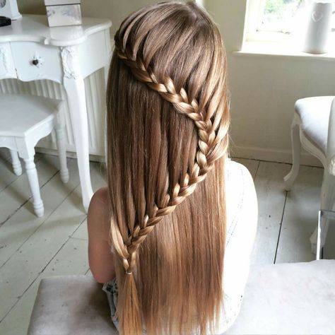 Curved waterfall braid Sweethearts Hair Design, Cool Braids, Girls Hairstyles Braids, Girls Braids, Braids For Kids, Kids Braided Hairstyles, Hair Dos, Hair Designs, Kids Hairstyles