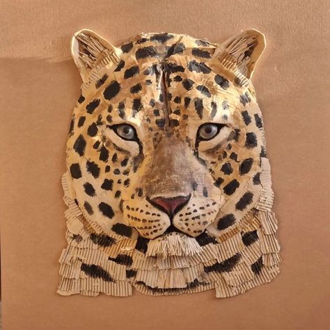 Josh Gluckstein Cardboard Animals, Cardboard Creations, Childrens Art Projects, Save Environment, Paper Art Sculpture, Famous Sculptures, Paper Carving, African Theme, Superhero Masks