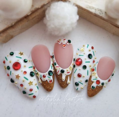 Festival Nails, Xmas Nails, Christmas Nail Designs, Christmas Nail, Funky Nails, Christmas Nail Art, Pretty Acrylic Nails, Dope Nails, Manicure E Pedicure