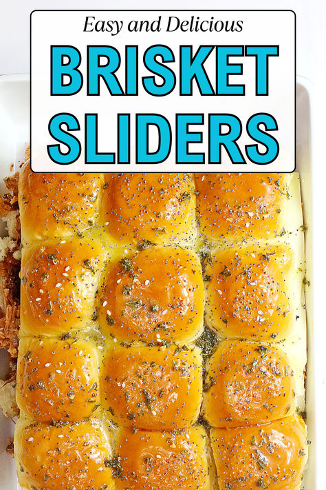 Smoked Brisket Sliders, Brisket Sliders Recipes, Brisket Sliders Hawaiian Rolls, Brisket Appetizer Ideas, Pretzel Sliders Recipes, Slider Appetizers, Barbeque Sliders, Beef Brisket Sliders, Bbq Beef Sliders