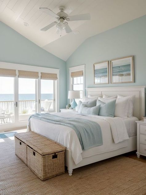 Beach House Interior Bedroom, Coastal Blue Bedroom, Kids Beach Room, Beach Room Decor, Beachy Bedroom, Beach Themed Bedroom, Beach House Bedroom, Coastal Bedroom Decorating, Beachy Room