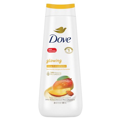 Glowing Body Wash | Dove Dry Skin Body Wash, Dove Body Wash, Gentle Skin Cleanser, Skin Cleanser Products, Body Cleanser, Mango Butter, Sulfate Free, Almond Butter, Skin So Soft