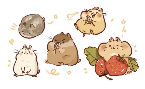 Art Jokes, Sticker Inspo, Animal Doodles, Artist Sketchbook, 캐릭터 드로잉, Cute Hamsters, Kawaii Doodles, Sketch Inspiration, Cute Little Drawings