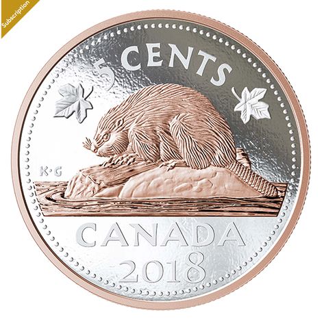 2018 Big Coin Series - 5 oz. Pure Silver Coin - Beaver - 5 cents Money Vision Board, Canadian Coins, 5 Cents, Coin Set, Quebec Canada, Silver Coins, Rose Color, Base Metal, Pure Silver