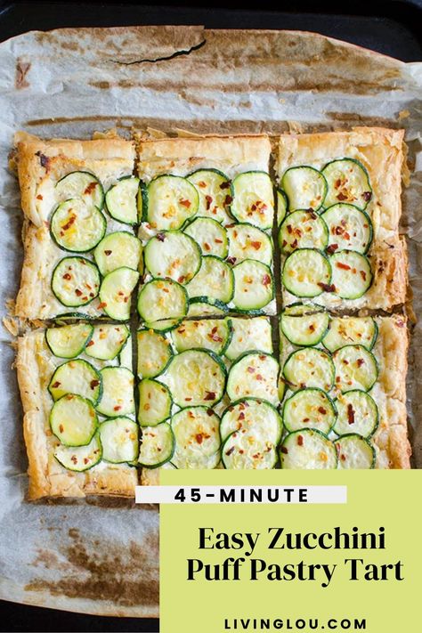 Puff Pastry Zucchini, Puff Pastry Ricotta, Recipe Side Dishes, Summer Brunch Recipes, Zucchini Tart, Savory Puff Pastry, Breakfast Tart, Cheese Puff Pastry, Puff Pastry Tart