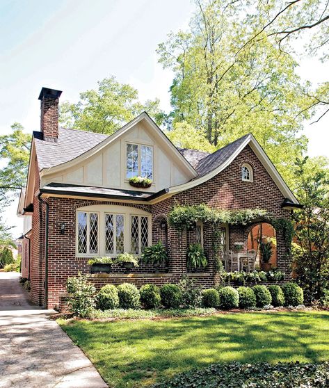 Tudor Architecture, Tudor Homes, English Homes, Curtains Bed, Storybook House, Tudor Cottage, Brick Siding, English Architecture, Storybook Homes