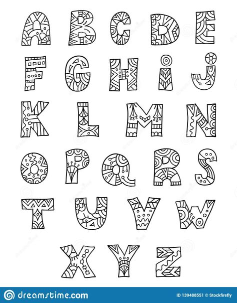 Illustration about Hand drawn boho alphabet. Doodle painted letters. Vector illustration in ethnic styles. Zentangl. Illustration of decorative, contour, decoration - 139488551 Fonts Doodle, Alphabet Letters Images, Doodle Font, Alphabet Letters Design, Doodle Alphabet, Stylish Alphabets, Typography Alphabet, Doodle Fonts, Doodle Style