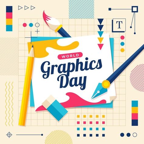 World Graphics Day, Computer Course, Geometric Shapes Wallpaper, Coding Class, Flat World, Day Illustration, Timeline Infographic, Strong Hand, Graphic Design Lessons