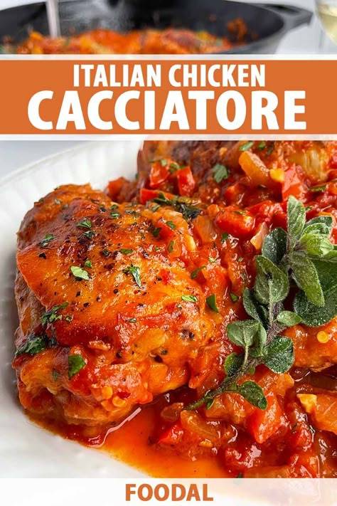 Italian Chicken Cacciatore, Cacciatore Recipes, Chicken Cacciatore Recipe, Italian Chicken Recipes, Chicken Cacciatore, Chicken Pieces, Tomato Sauce Recipe, Italian Recipes Authentic, Chicken Dishes Recipes