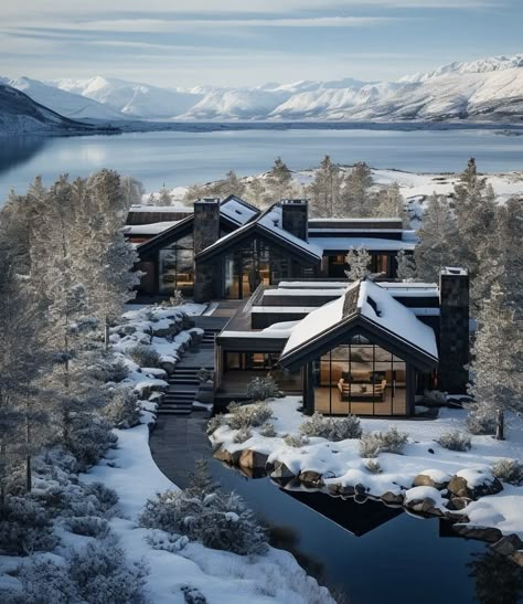 Ski Chalet Exterior, Chalet Exterior, Christmas Cosy, House In Forest, Mountain Dream Homes, Mountain Home Exterior, Home Vibes, Mansion Exterior, Lakeside Resort