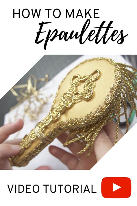 Learn how to make NO SEW Epaulettes! Use these shoulder epaulets for Prince Charming, Nutcracker, Military, and many more costumes!  Tutorial by Bella Mae's Designs How To Make Epaulettes, Diy Shoulder Pads Costume, Diy Epaulettes Tutorials, Shoulder Epaulettes Diy, How To Make Shoulder Pads, Diy Shoulder Pads, Diy Epaulettes, Epaulettes Fashion, Broadway Costumes