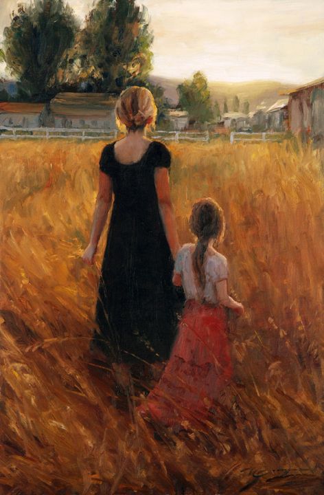 Beautiful Sketches, Wheat Field, Eclectic Art, Paintings I Love, Watercolor Inspiration, Art And Illustration, Mother And Child, Mothers Love, 그림 그리기