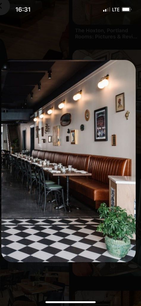 Long Booth Seating Restaurant, Brown Leather Banquette Seating, Leather Banquette Seating Restaurant, Brown Leather Banquette, Leather Booths Restaurant, Booth Restaurant Design, Basement Restaurant Design, American Restaurant Design, Steakhouse Interior Design